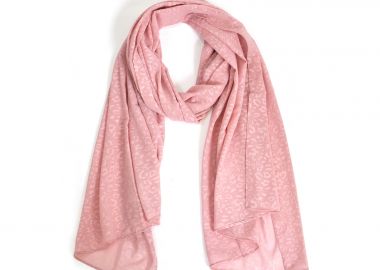 Ροζ φουλάρι με animal μοτίβο - MAT FASHION - 