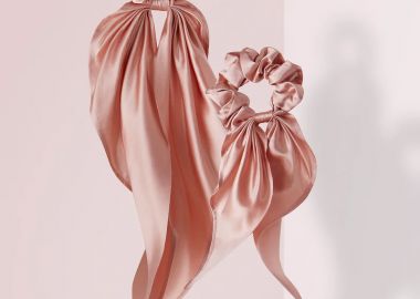 Ροζ μεταξωτά λαστιχάκια με κορδέλα - JUST SILK - 