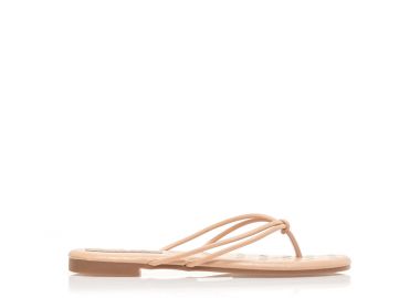 Σαγιονάρες nude δερματίνη με διπλό λουράκι NUDE - Tsoukalas - 