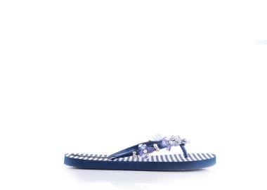 Σαγιονάρες θαλάσσης μπλέ ριγέ με λουλούδια ΜΠΛΕ - Tsoukalas - 