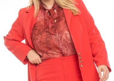Σακάκι plus size κόκκινο χρώμα με κουμπιά ταρταρούγα -  - 