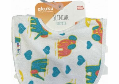 Σαλιάρα Αδιάβροχη Βαμβακερή Mε Velcro Ελεφαντάκι akuku A1300 - akuku - 