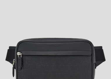 SALVATORE FERRAGAMO Ανδρικό Μαύρο Gancini Waist Bag In Black - SALVATORE FERRAGAMO - 