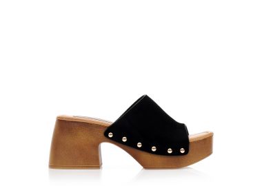 Σαμπό μαύρα σουέτ με χρυσά τρουκς ΜΑΥΡΟ - Tsoukalas - 