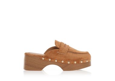 Σαμπό mules κάμελ με ξύλινο τακούνι ΚΑΜΕΛ - Tsoukalas - 