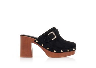 Σαμπό mules με αγκράφα και τρουκς ΜΑΥΡΟ - Tsoukalas - 