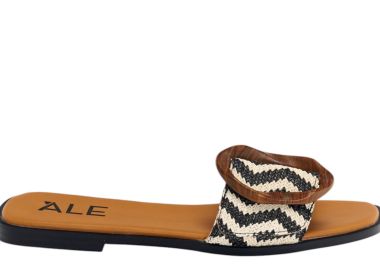 Σανδάλια Ale Φλατ Με Κοκάλινη Αγκράφα 8Y22691-WHITE-BLACK Γυναικείο - Ale - 