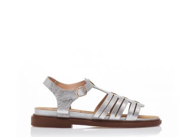 Σανδάλια ασημί δερματίνη με πολλαπλά λουράκια ΑΣΗΜΙ - Tsoukalas - 