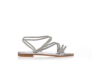 Σανδάλια ασημί με στρας στα λουράκια ΑΣΗΜΙ - Tsoukalas - 