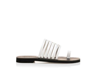 Σανδάλια χειροποίητα λευκά δερματίνη με διάτρητη φάσα ΛΕΥΚΟ - Tsoukalas - 