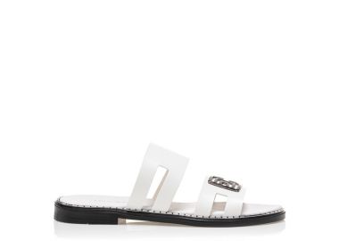 Σανδάλια χειροποίητα λευκά δερματίνη με διπλή φάσα και αγκράφα ΛΕΥΚΟ - Tsoukalas - 