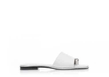 Σανδάλια χειροποίητα λευκά δερματίνη με φάσα και σχέδιο δαχτυλίδι ΛΕΥΚΟ - Tsoukalas - 