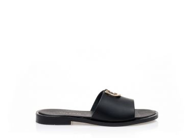 Σανδάλια χειροποίητα μαύρα δερματίνη με αγκράφα ΜΑΥΡΟ - Tsoukalas - 