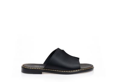 Σανδάλια χειροποίητα μαύρα δερματίνη με φαρδιά φάσα ΜΑΥΡΟ - Tsoukalas - 