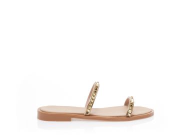 Σανδάλια χειροποίητα με διπλή φάσα από χρυσά τρουκς NUDE - Tsoukalas - 