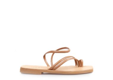 Σανδάλια χειροποίητα μπεζ δερματίνη με λουράκια ΜΠΕΖ - Tsoukalas - 
