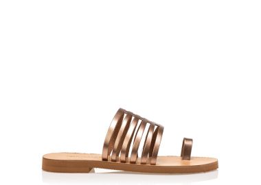 Σανδάλια χειροποίητα μπρονζέ δερματίνη με διάτρητη φάσα ΧΑΛΚΟΣ - Tsoukalas - 