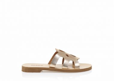 Σανδάλια χειροποίητα μπρονζέ δερματίνη με ιδιαίτερη φάσα ΧΑΛΚΟΣ - Tsoukalas - 