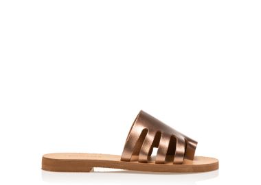 Σανδάλια χειροποίητα μπρονζέ δερματίνη με ιδιαίτερο σχέδιο στη φάσα ΧΑΛΚΟΣ - Tsoukalas - 