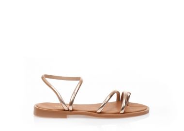 Σανδάλια χειροποίητα μπρονζέ δερματίνη με σχέδιο δαχτυλίδι ΧΑΛΚΟΣ - Tsoukalas - 