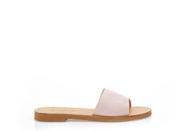 Σανδάλια χειροποίητα nude δερματίνη με ανάγλυφο σχέδιο στη φάσα NUDE - Tsoukalas - 