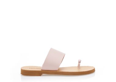 Σανδάλια χειροποίητα nude δερματίνη με φάσα και σχέδιο δαχτυλίδι με αγκράφα NUDE - Tsoukalas - 