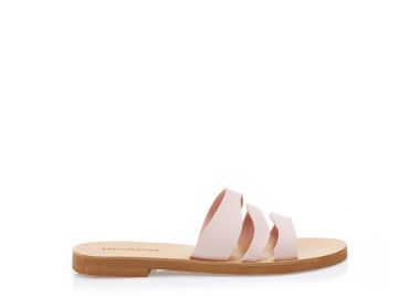 Σανδάλια χειροποίητα nude δερματίνη με λουράκια στη φάσα NUDE - Tsoukalas - 