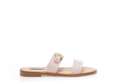 Σανδάλια χειροποίητα nude δερματίνη μπαρέτα και αγκράφα στη φάσα NUDE - Tsoukalas - 