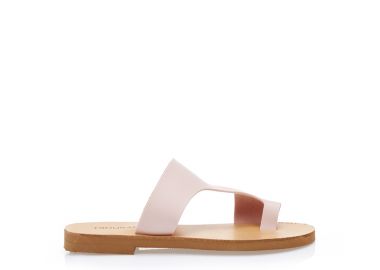 Σανδάλια χειροποίητα ροζ δερματίνη με ανοίγματα στη φάσα NUDE - Tsoukalas - 