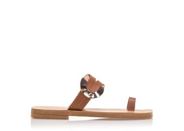 Σανδάλια χειροποίητα ταμπά δερματίνη με μπρονζέ στοιχεία ΤΑΜΠΑ - Tsoukalas - 