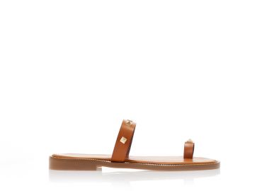 Σανδάλια χειροποίητα ταμπά δερματίνη με σχέδιο δαχτυλίδι και διακοσμητικά τρουκς ΤΑΜΠΑ - Tsoukalas - 