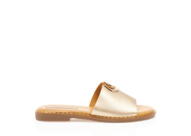 Σανδάλια χρυσά δερματίνη με χρυσή αγκράφα ΧΡΥΣΟ - Tsoukalas - 