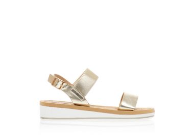 Σανδάλια χρυσά δερματίνη με λάστιχο στον αστράγαλο ΧΡΥΣΟ - Tsoukalas - 