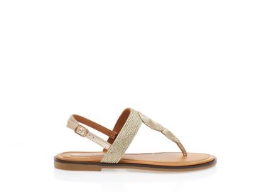 Σανδάλια χρυσά δερματίνη με πλεκτό σχέδιο στη φάσα ΧΡΥΣΟ - Tsoukalas - 