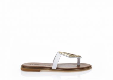 Σανδάλια δερμάτινα χειροποίητα λευκά με αγκράφα ΛΕΥΚΟ - Tsoukalas - 