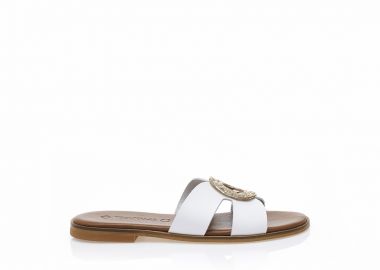 Σανδάλια δερμάτινα χειροποίητα λευκά με αγκράφα ΛΕΥΚΟ - Tsoukalas - 