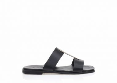 Σανδάλια δερμάτινα χειροποίητα μαύρα με αγκράφα ΜΑΥΡΟ - Tsoukalas - 