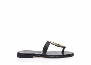 Σανδάλια δερμάτινα χειροποίητα μαύρα με αγκράφα ΜΑΥΡΟ - Tsoukalas - 