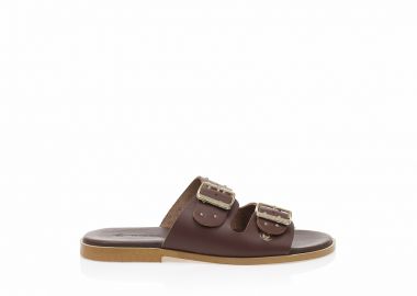 Σανδάλια δερμάτινα καφέ με ρυθμιζόμενη φάσα ΚΑΦΕ - Tsoukalas - 