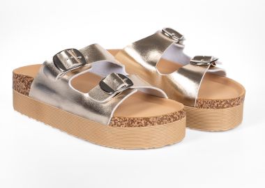 Σανδάλια δίπατα με ρυθμιζόμενα λουράκια - Χρυσό - Issue - 