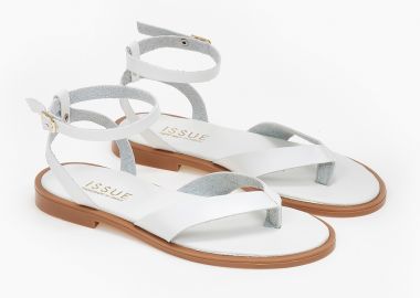 Σανδάλια ελληνικής κατασκευής με δίχαλο και μπαρέτα - Λευκό - Issue - 