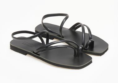 Σανδάλια ελληνικής κατασκευής με λουράκια - Μαύρο - Issue - 