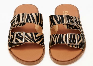 Σανδάλια ελληνικής κατασκευής με ρυθμιζόμενα ζωνάκια - Λεοπάρ - Issue - 