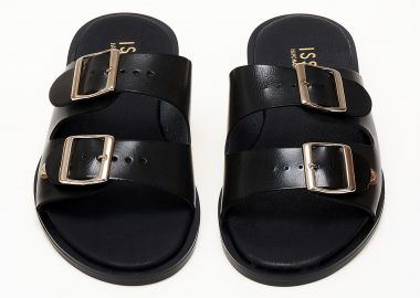 Σανδάλια ελληνικής κατασκευής με ρυθμιζόμενα ζωνάκια - Μαύρο - Issue - 