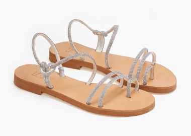 Σανδάλια ελληνικής κατασκευής με στρας - Ασημί - Issue - 