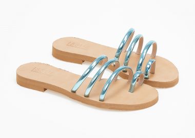 Σανδάλια ελληνικής κατασκευής με toe ring - Γαλάζιο - Issue - 