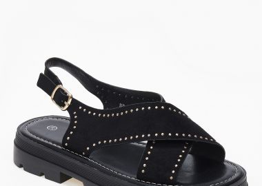 Σανδάλια flatform χιαστί με τρούκς και τρακτερωτή σόλα - Μαύρο - Issue - 