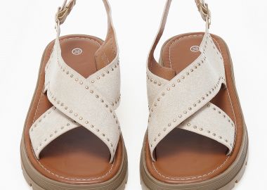 Σανδάλια flatform χιαστί με τρούκς και τρακτερωτή σόλα - Μπεζ - Issue - 