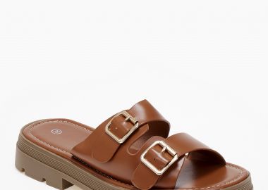 Σανδάλια flatform chunky με ρυθμιζόμενα ζωνάκια - Κάμελ - Issue - 