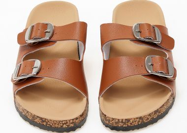 Σανδάλια flatform με αγκράφες - Κάμελ - Issue - 